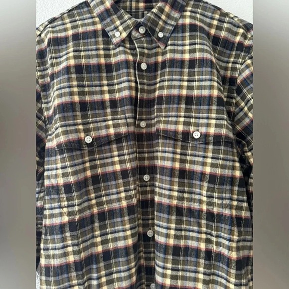 EVERLANE Men's Plaid Flannel Button Down Shirt Long Sleeve Beechwood Size L - Picture 5 of 13